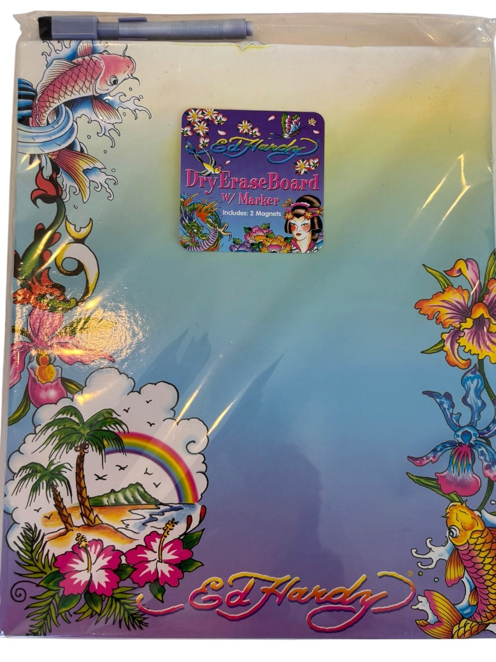 Ed Hardy Lisa Frank Tropical Koi Fish Dry Erase Board NEW Marker Magnets Y2K